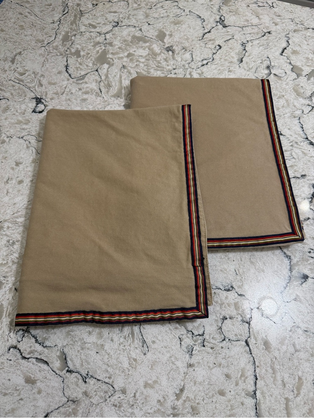 Lauren Ralph Lauren University Chino Gordon Tan Chino Pillow Shams VTG Set of 2